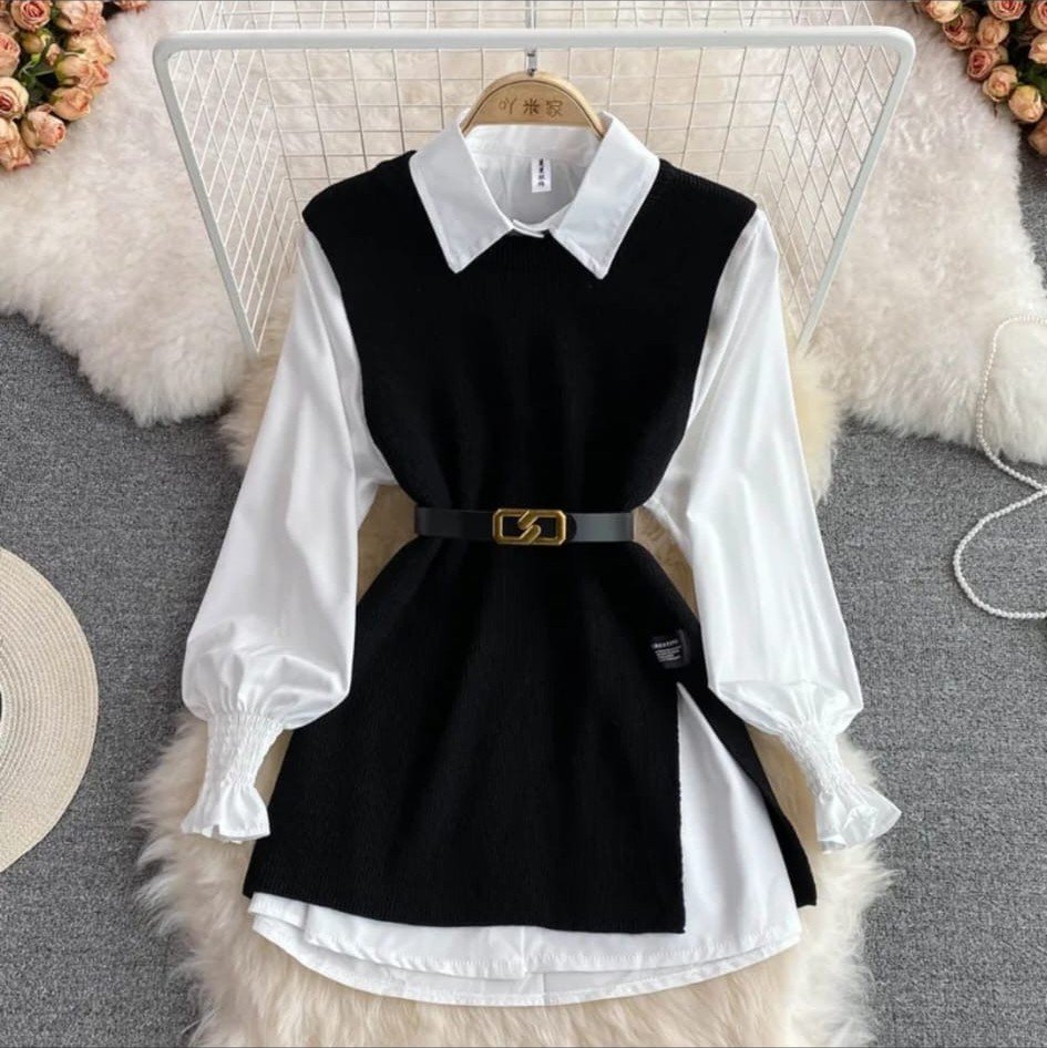 Vestido Camisa con Chaleco