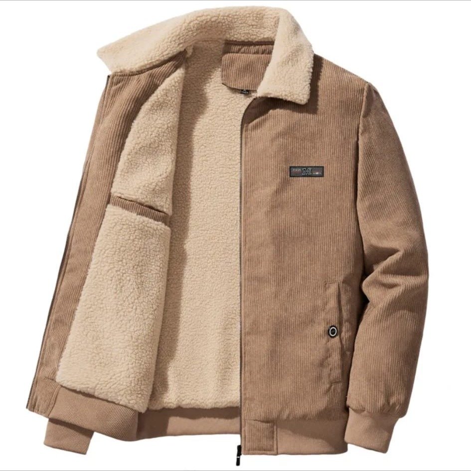 Chaqueta de Pana Beige con Forro Sherpa