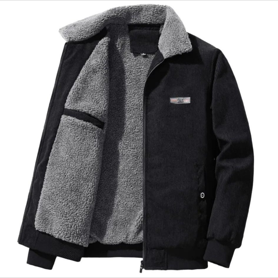 Chaqueta de Pana Negra con Forro Sherpa