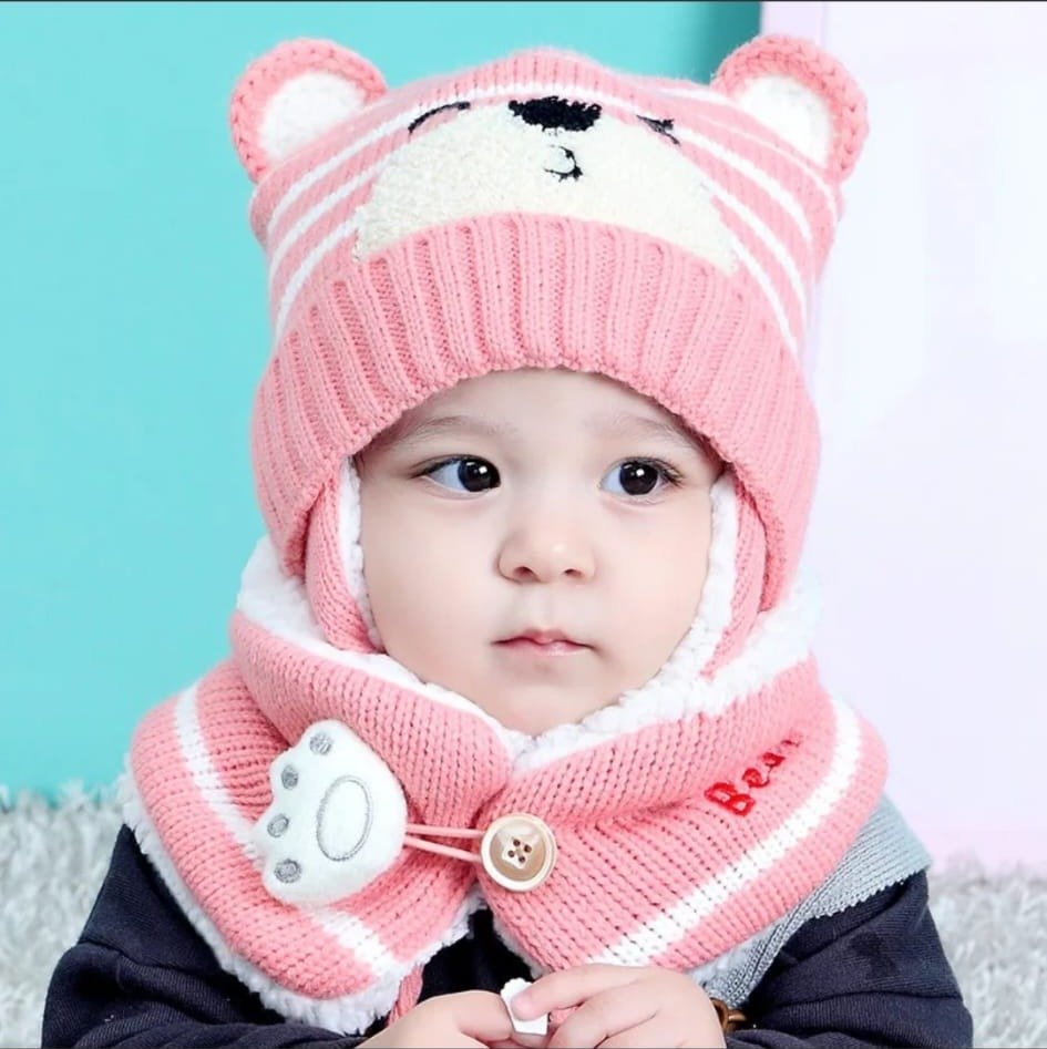 Gorro y Bufanda de Oso para Bebé