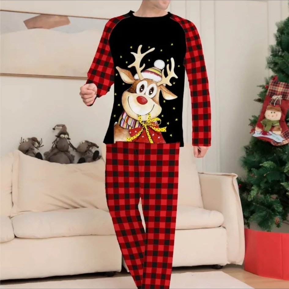 Pijama Navideña de Cuadros con Venado