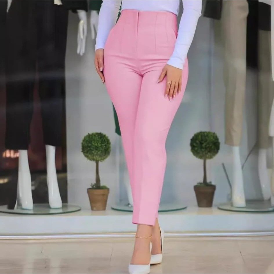 Pantalón Sastre Rosa Tiro Alto