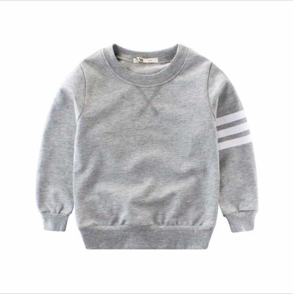 Sudadera Gris con Rayas en Manga