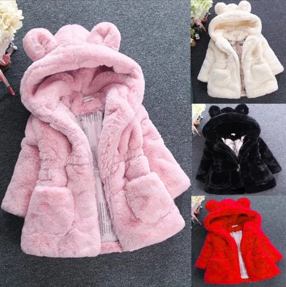 Abrigo de Peluche con Orejas para Niña
