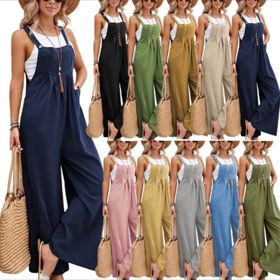 Jumpsuit Overol de Lino Pierna Ancha
