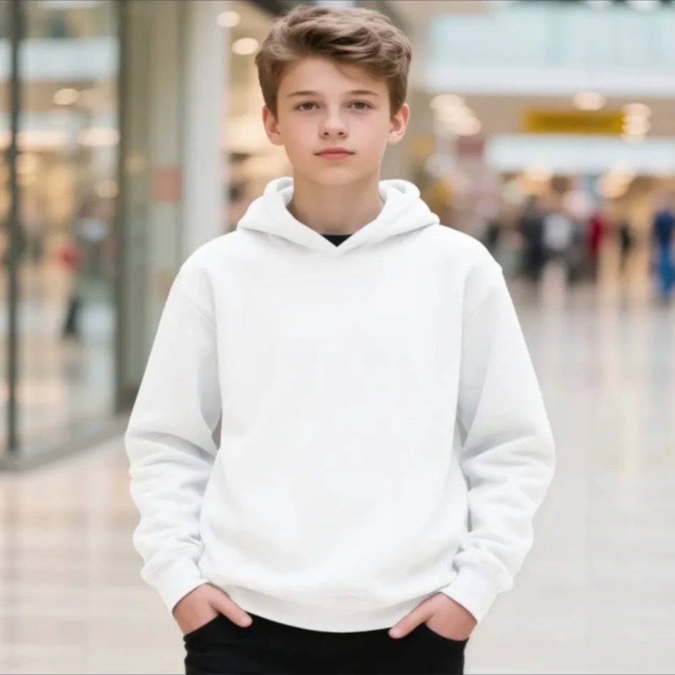 Hoodie Básico Blanco Niño
