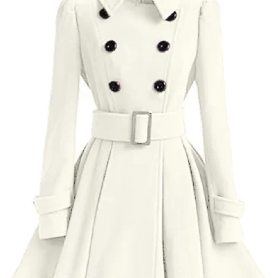 Abrigo Gabardina Blanco con Vuelo