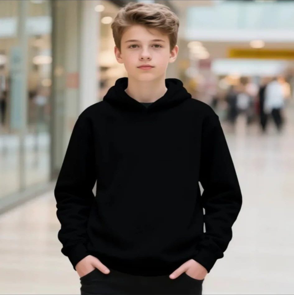 Hoodie Básico Negro Niño