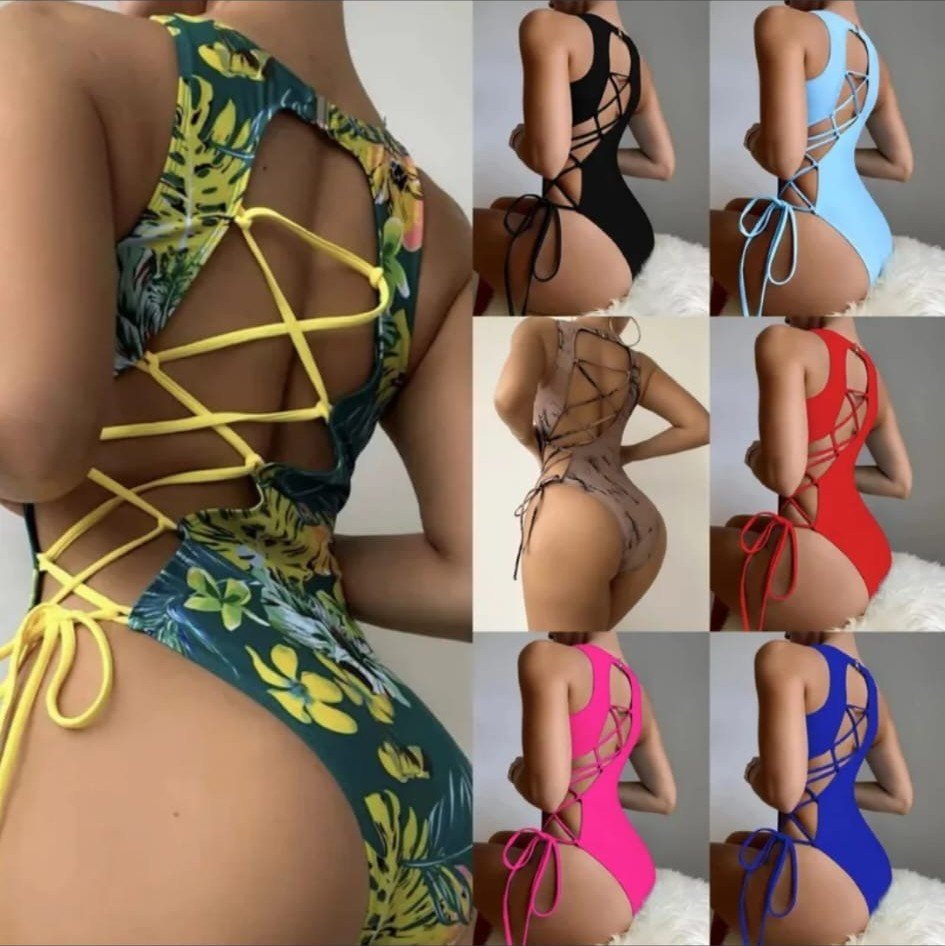 Traje de Baño con Espalda Entrelazada