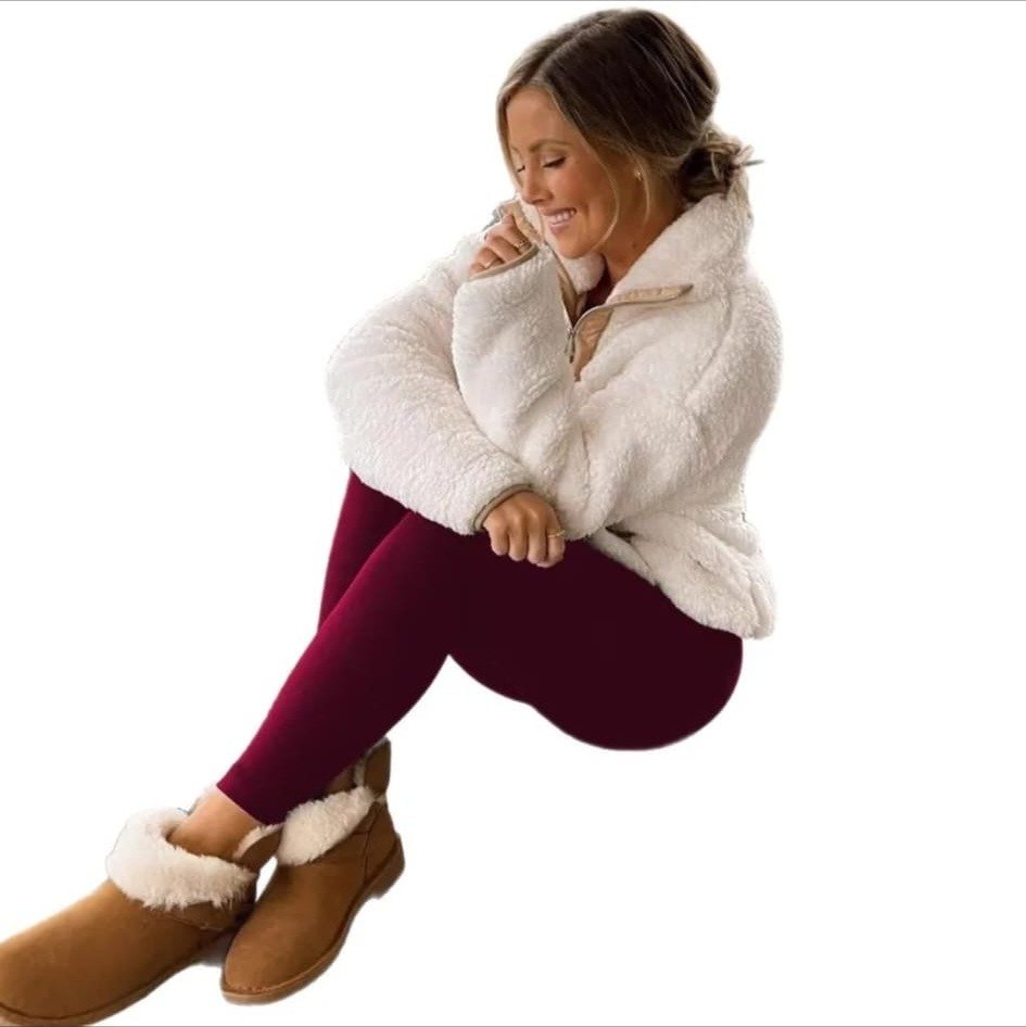 Chaqueta Sherpa Blanca con Cierre