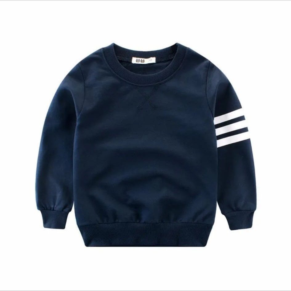 Sudadera Azul Marino con Rayas en Manga