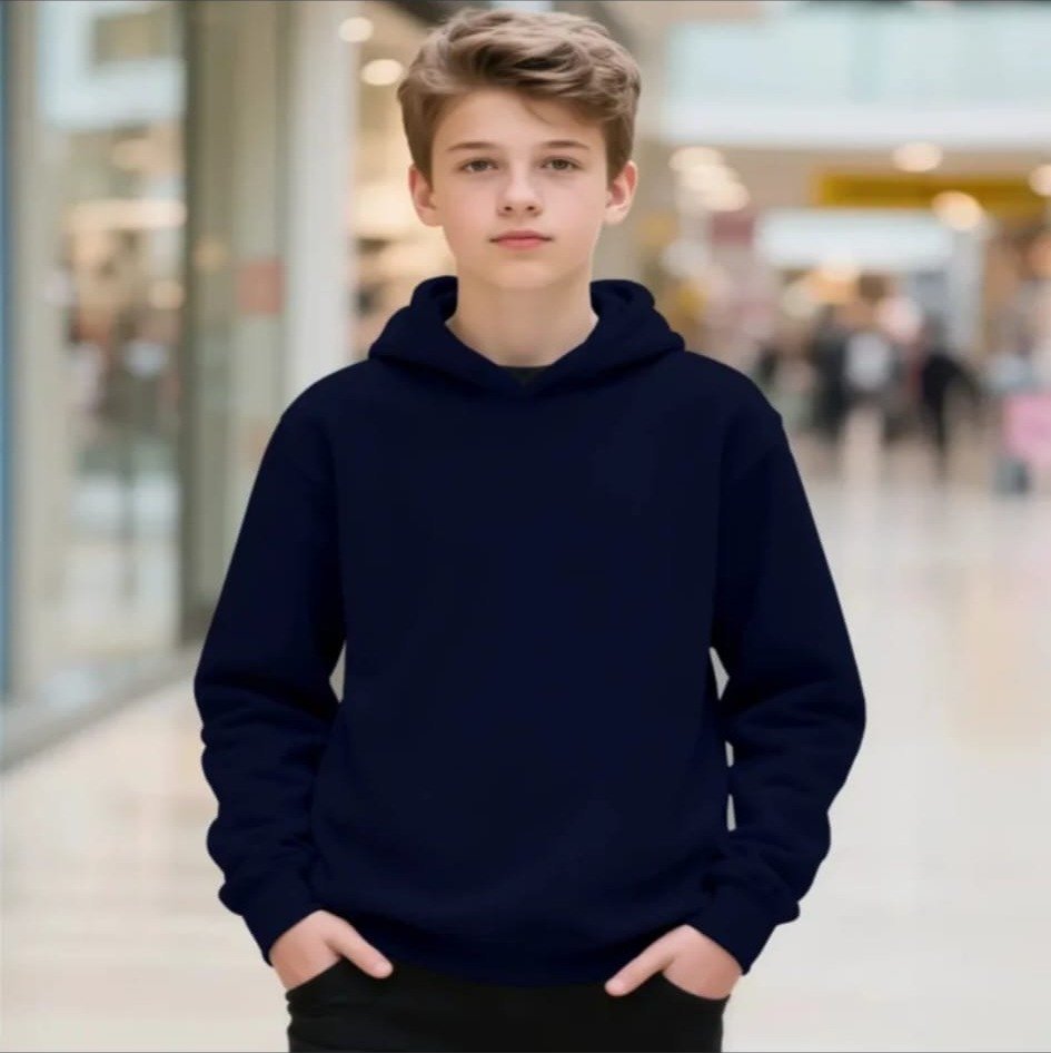 Hoodie Básico Azul Marino Niño
