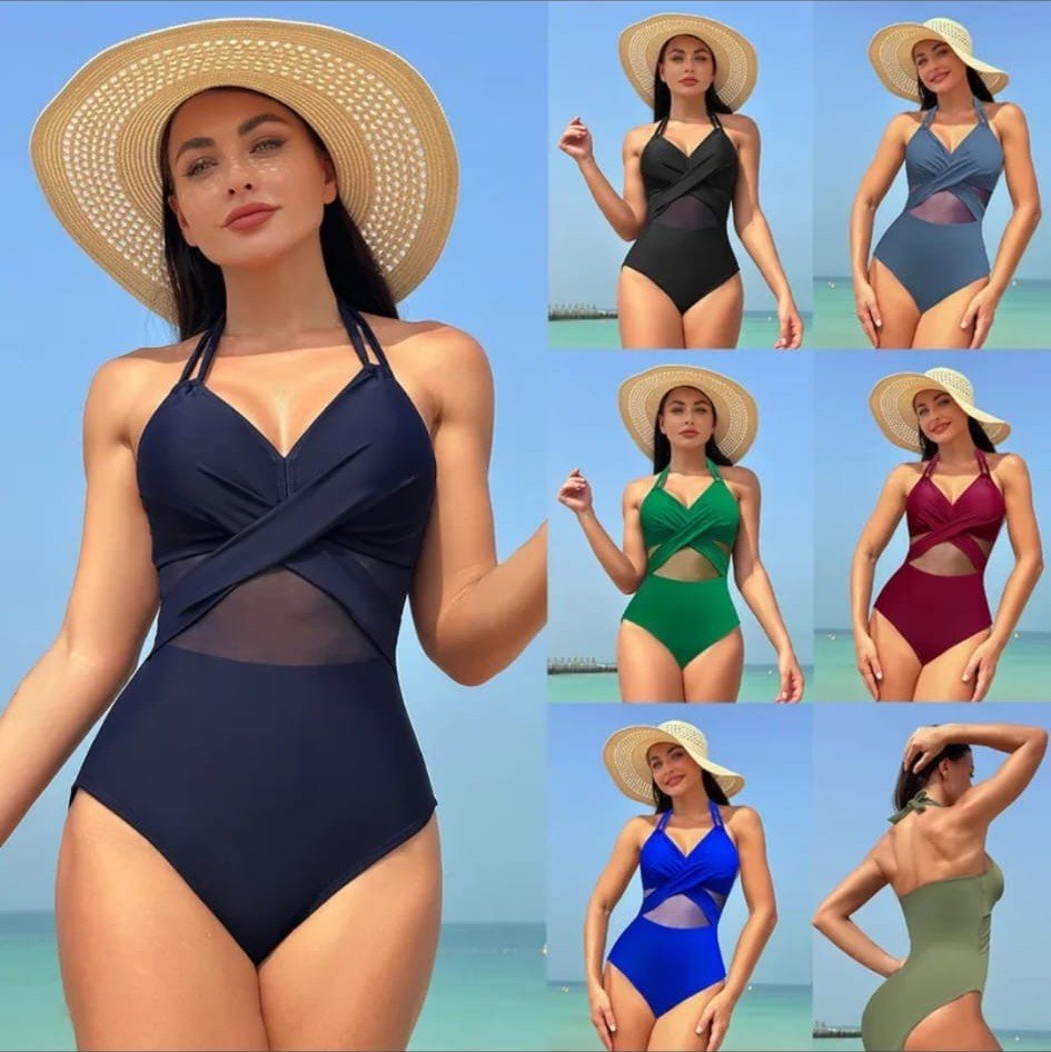 Traje de Baño Halter con Malla