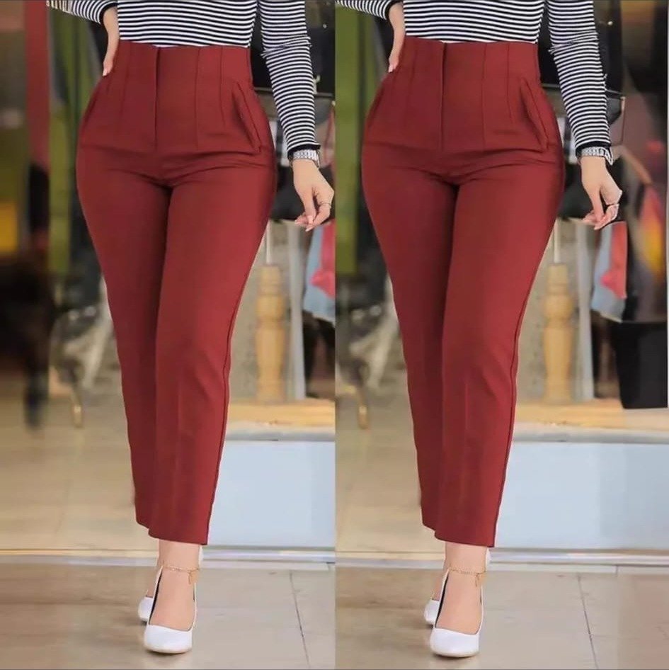 Pantalón Sastre Vino Tiro Alto