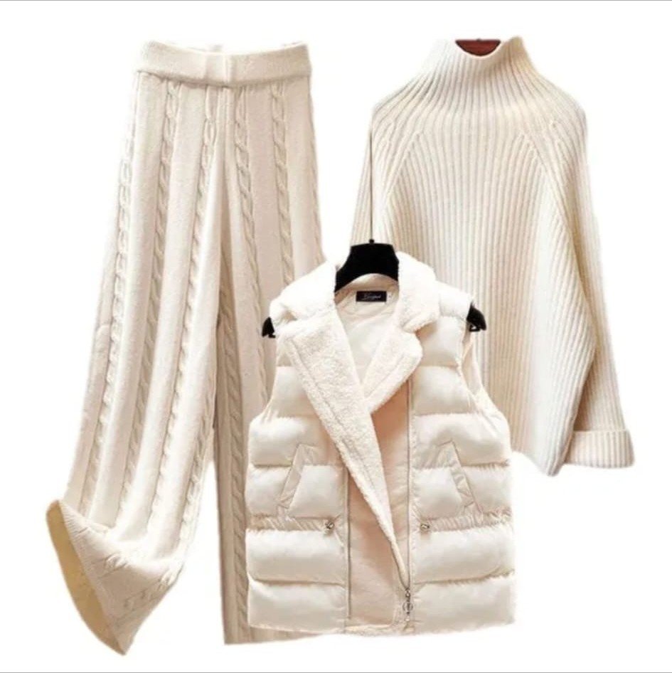 Conjunto Tejido de Tres Piezas con Chaleco