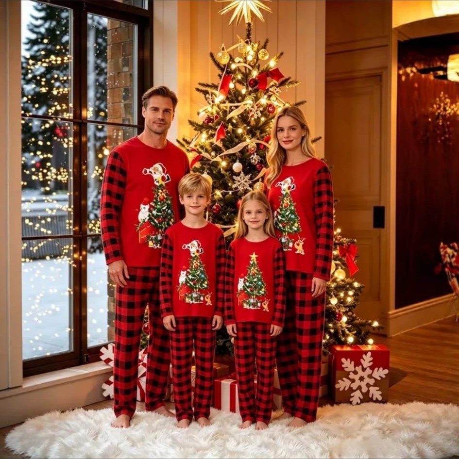 Pijama Familiar Árbol de Navidad Rojo