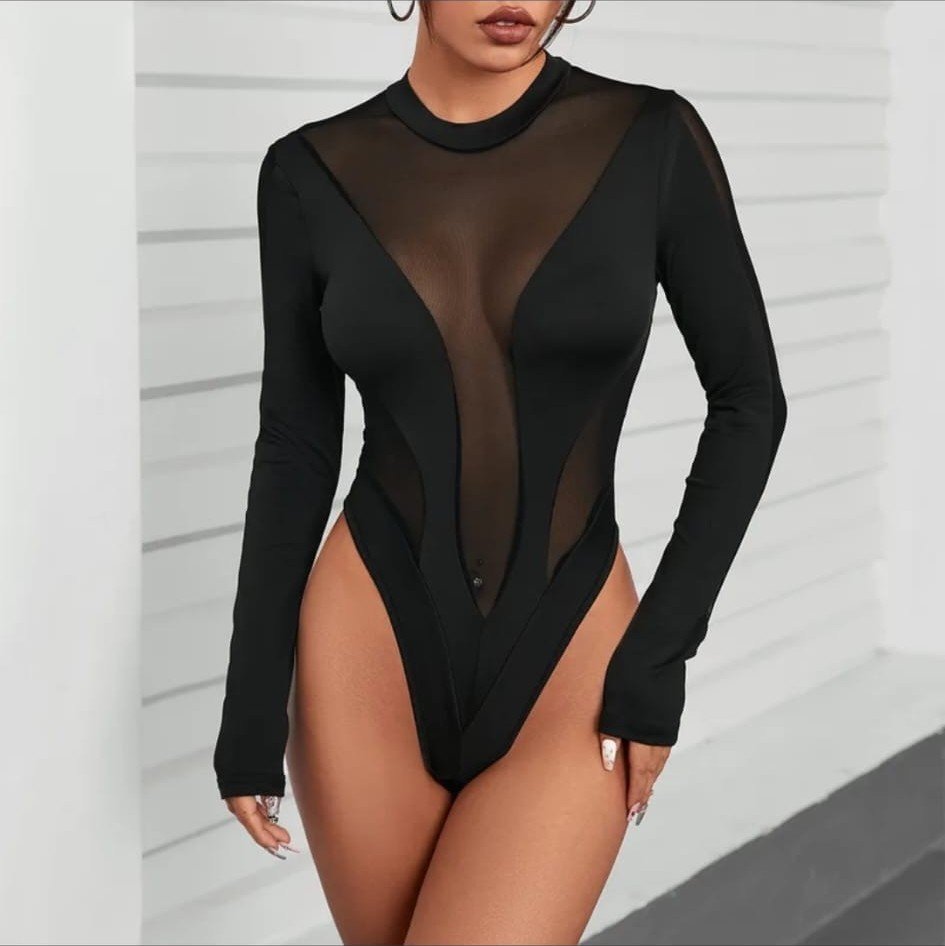 Body Manga Larga con Malla