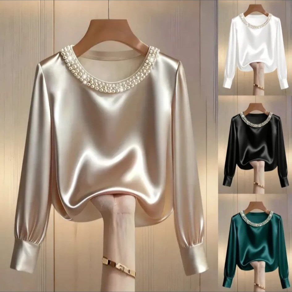 Blusa de Satín con Perlas