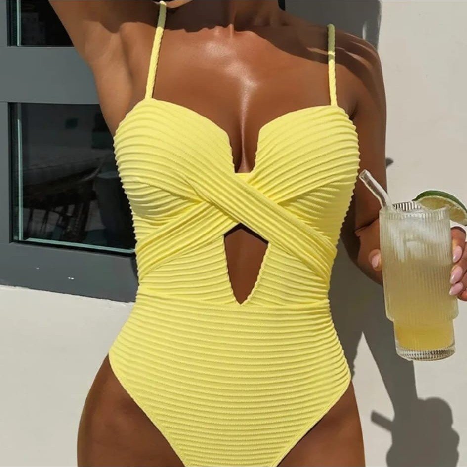 Traje de Baño Plisado Cruzado