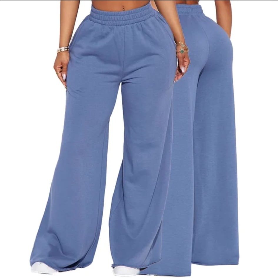 Jogger Wide-Leg Azul Acero